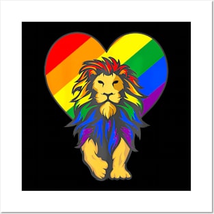 Gay Pride Lion Lgbt Q Cool Animal Rainbow Flag Color Ally Posters and Art